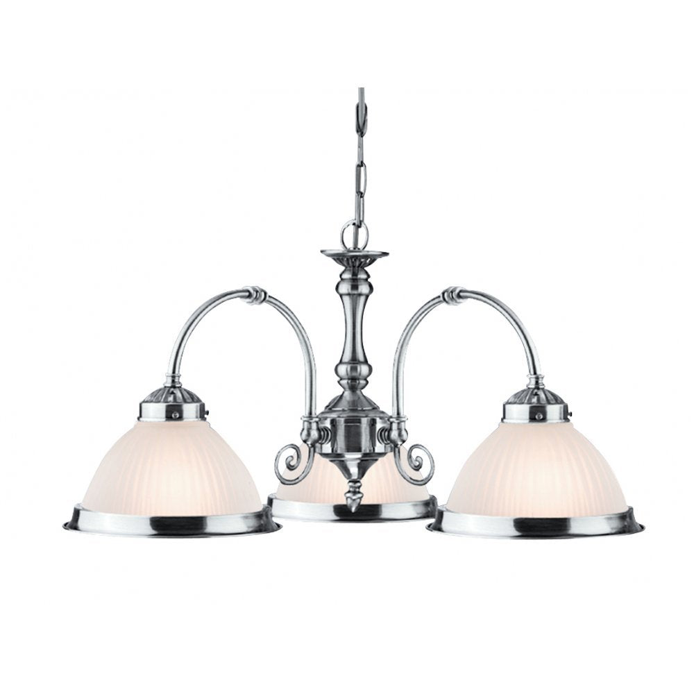 American Diner 3 Light Ceiling Pendant Light In Satin Silver Finish 1043-3