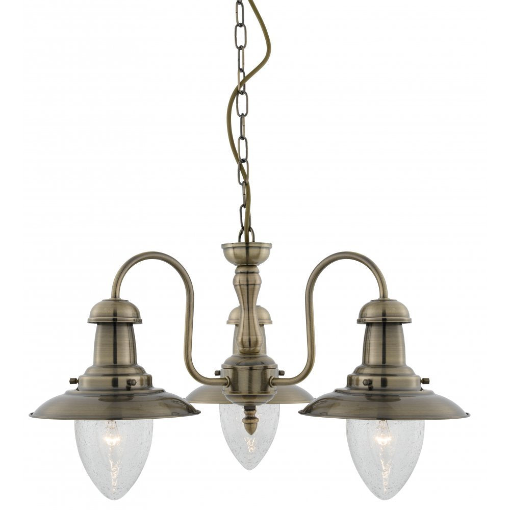 Fisherman 3 Light Ceiling Pendant Light In Antique Brass Finish 5333-3AB
