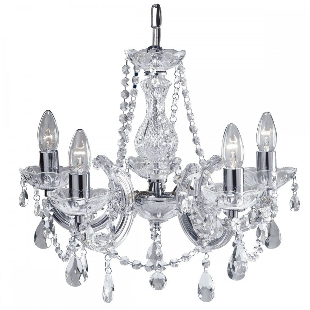 Marie Therese Classic 5 Light Ceiling Chandelier In Polished Chrome Finish 399-5
