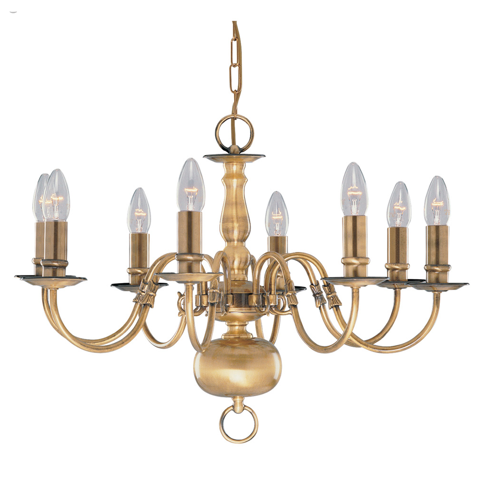 Flemish Classic 8 Light Ceiling Chandelier In Antique Brass Finish 1019-8AB
