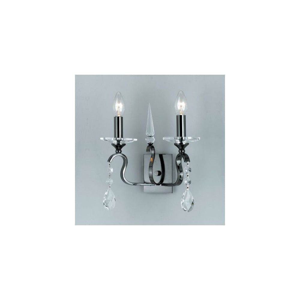 Rhinestone Twin Crystal Wall Light In Gun Metal Finish CPA11806/02/WB/GM