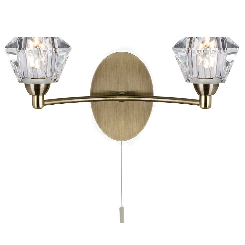 2632-2AB Sierra 2 Light Antique Brass and Glass Wall Light
