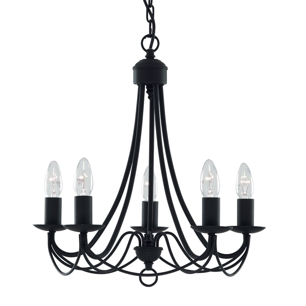 6345-5BK Maypole 5 Light Black Ceiling Pendant