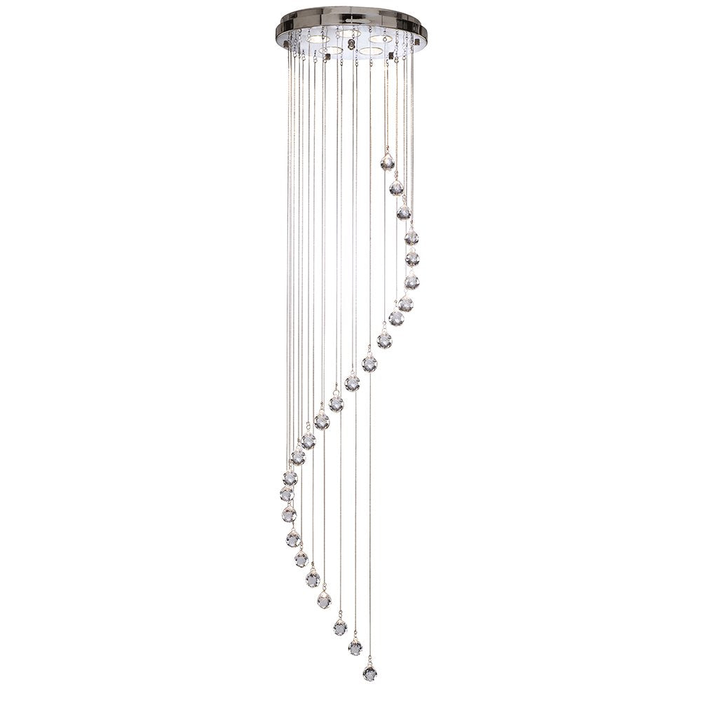 5742CC Spiral 5 Light Chandelier In Chrome And Crystal