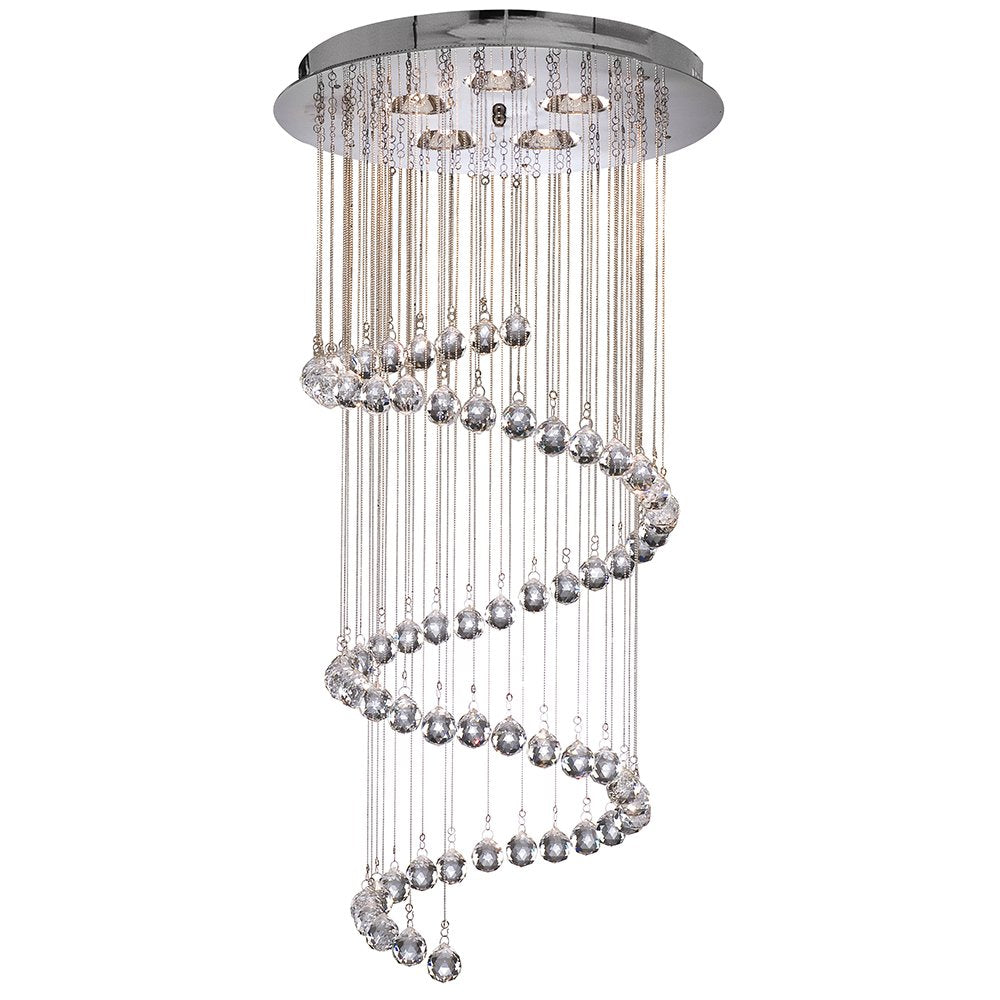 7743CC Spiral 3 Light Chandelier In Chrome And Crystal
