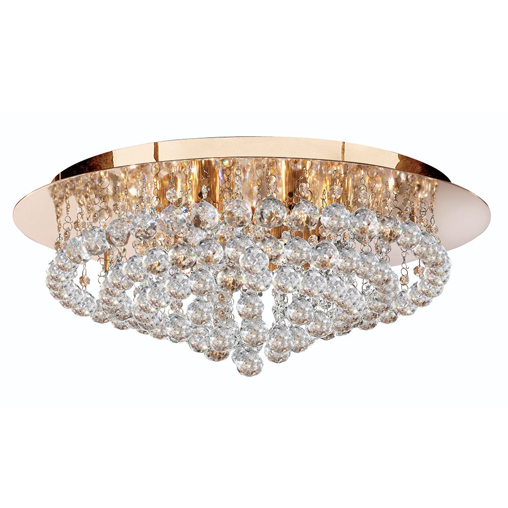 Hanna 8 Light Gold Flush Ceiling Crystal Light - 3408-8GO