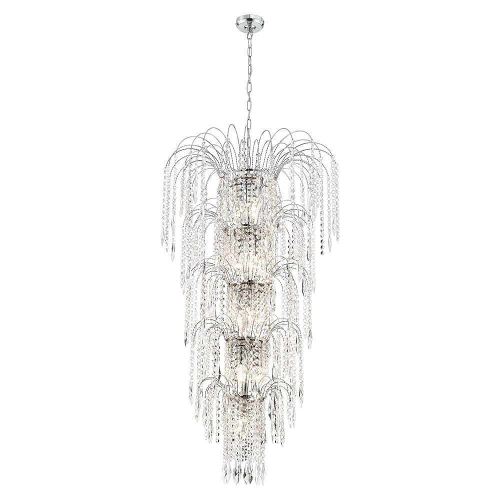 1313-13CC Waterfall Chrome 13 Light Large Crystal Pendant