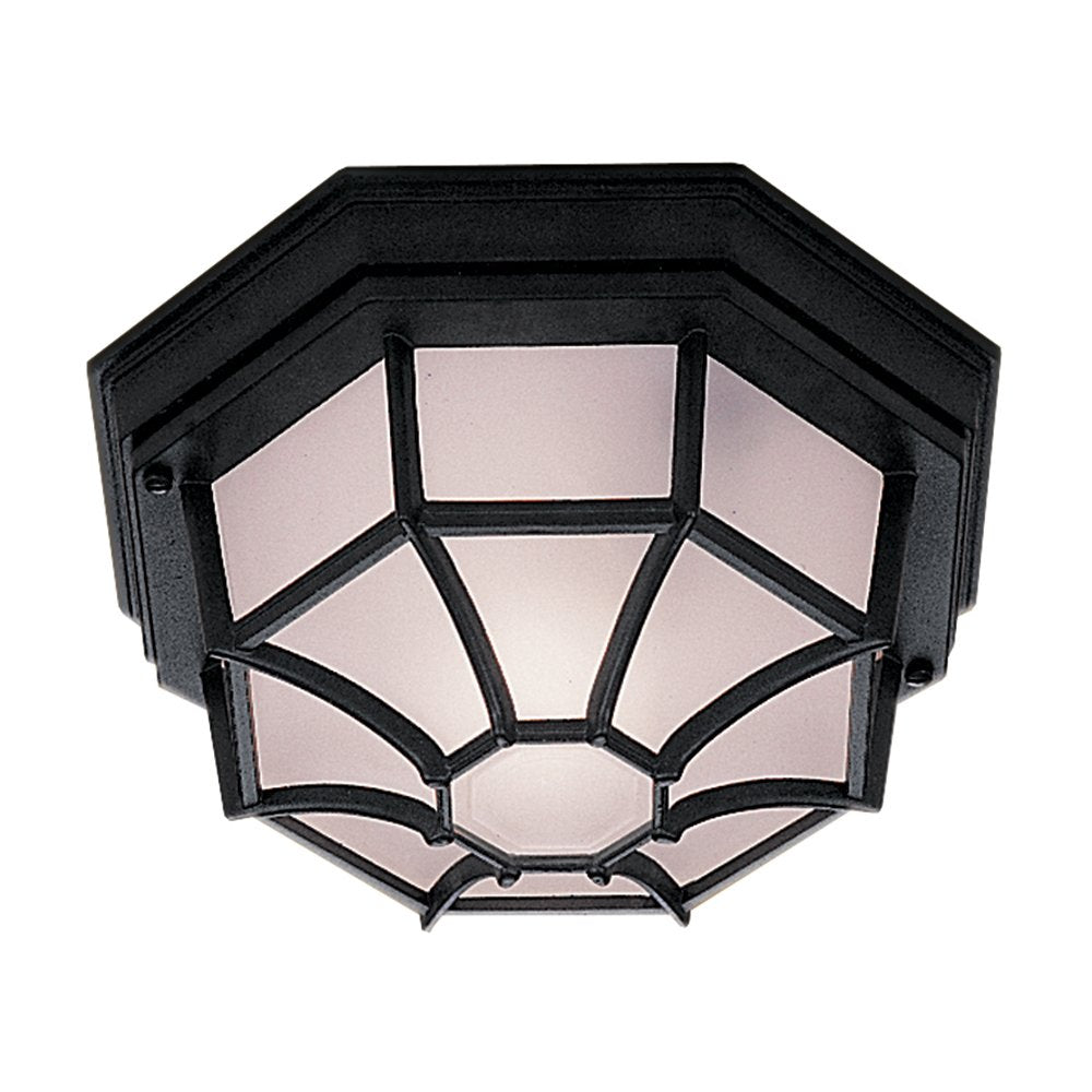 Outdoor Hexagonal Flush Ceiling Light In Black Finish IP54 2942BK