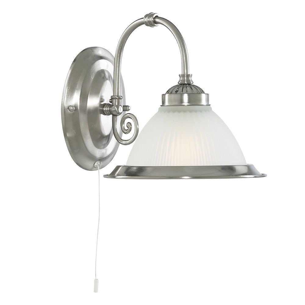 American Diner Single Wall Light In Satin Silver Finish 1041-1