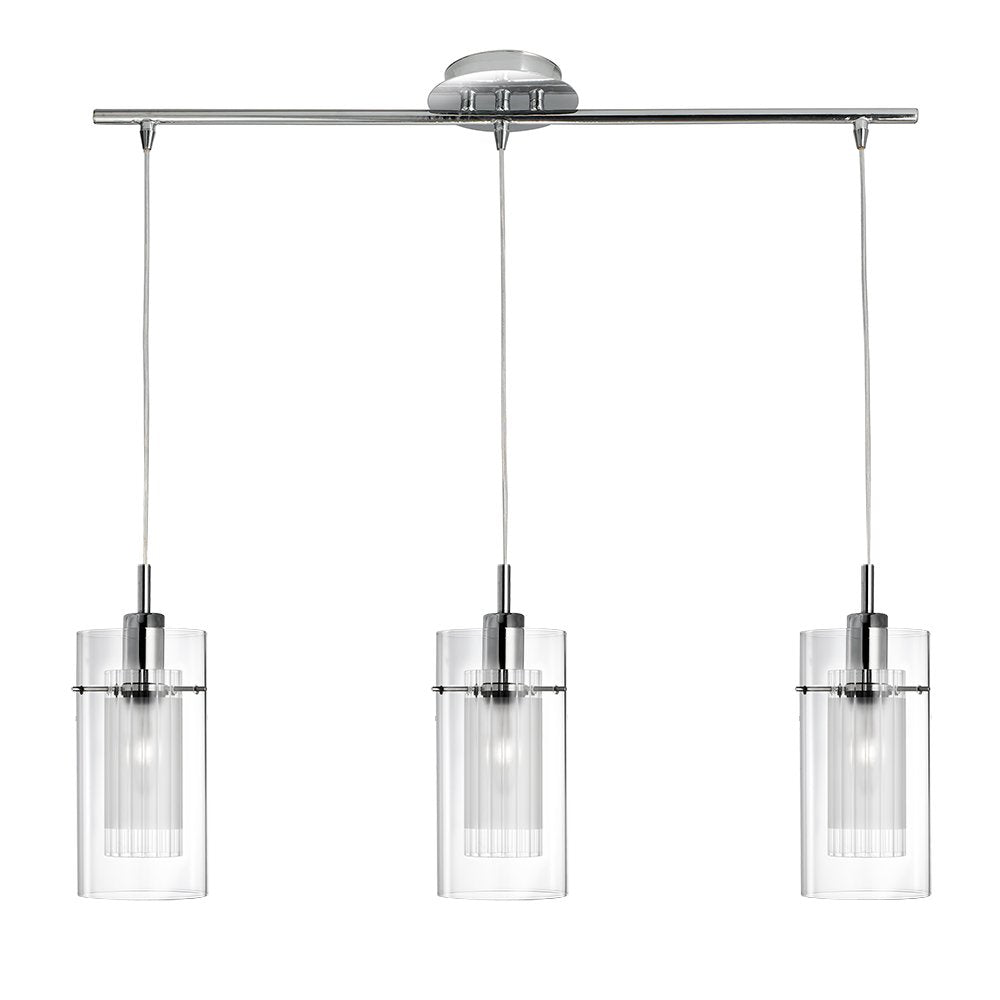 Duo 1 3 Light Pendant With Clear & Frosted Glass - 3303-3CC