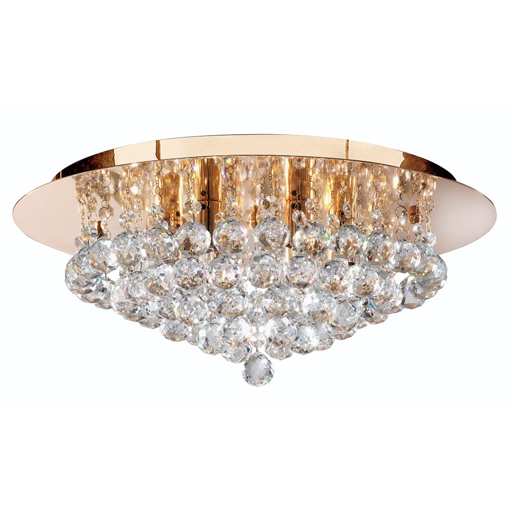 Hanna 6 Light Gold Flush Ceiling Crystal Light - 3406-6GO
