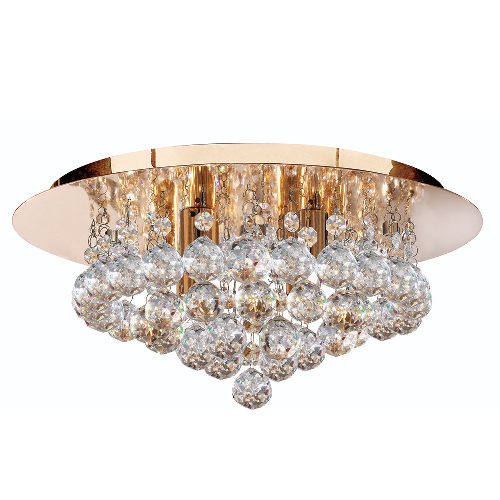 Hanna 4 Light Gold Flush Ceiling Crystal Light - 3404-4GO