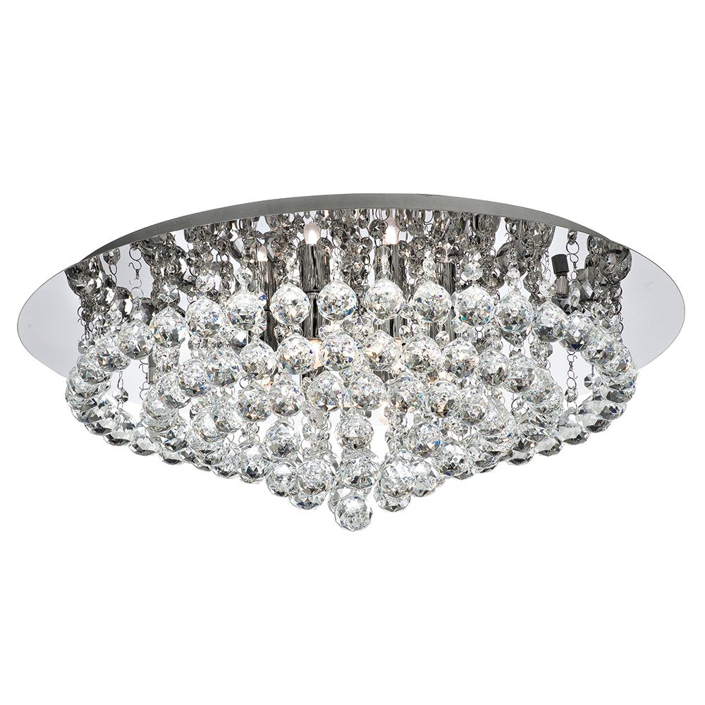 Hanna Stunning 8 Light Crystal Flush Ceiling Light In Polished Chrome Finish 3408-8CC