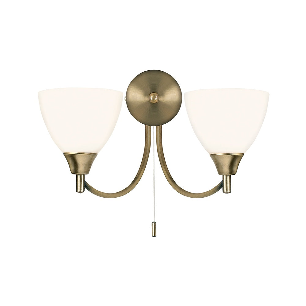 1805-2AN 2 Light Wall Light In Antique Brass