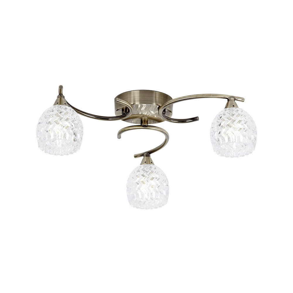 BOYER-3AB 3 Light Antique Brass Semi Flush Ceiling Light