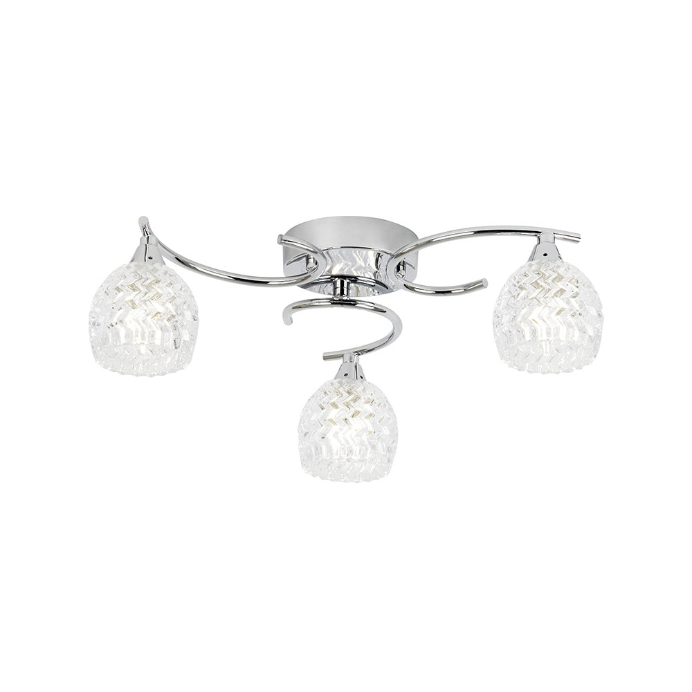 BOYER-3CH 3 Light Polished Chrome Semi Flush Ceiling Light