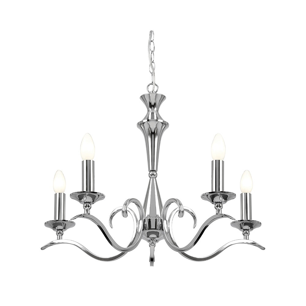 KORA-5CH Traditional 5 Light Chandelier With Chrome Finish