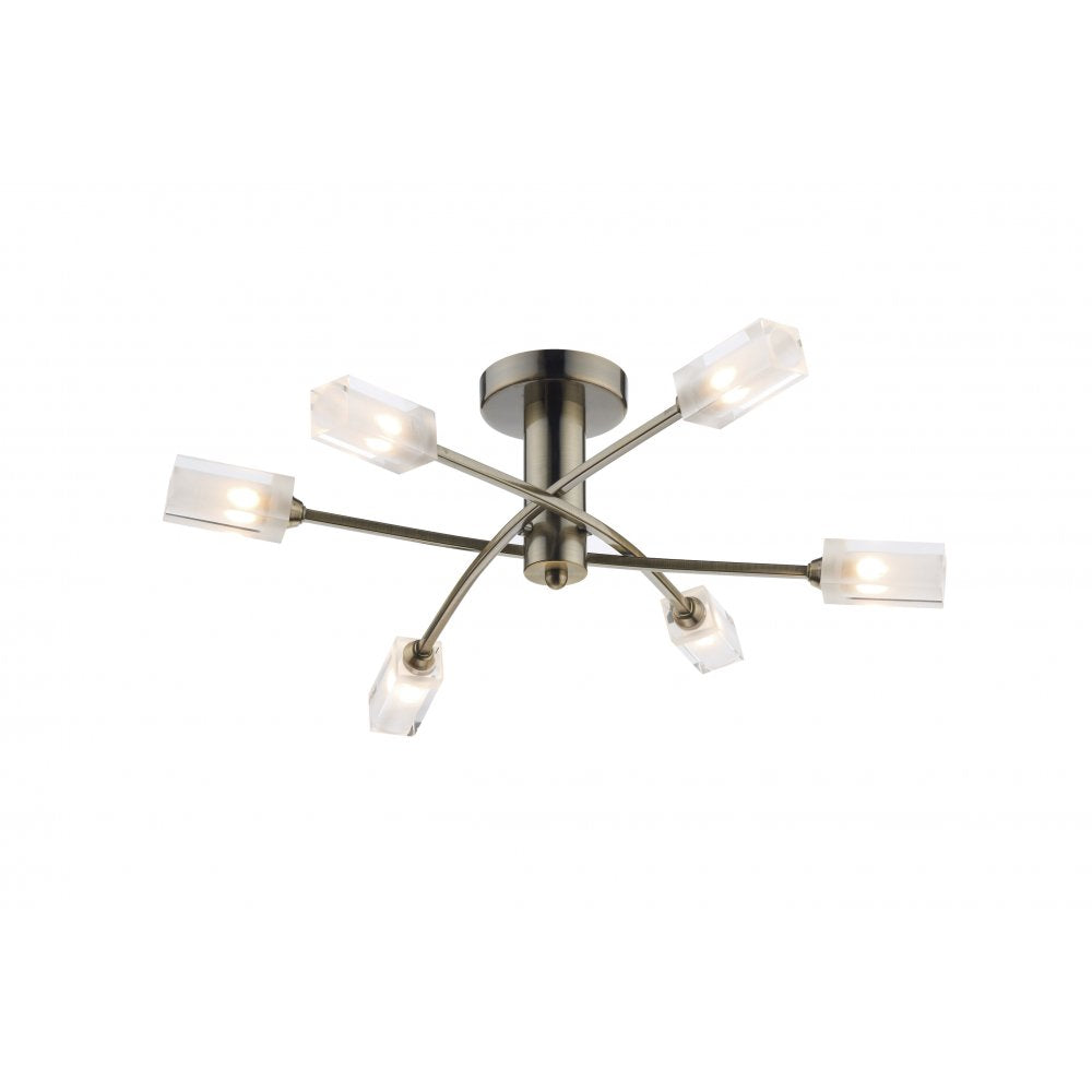 MOR6475 Morgan 6lt  Semi Flush Ceiling Light  Antique Brass