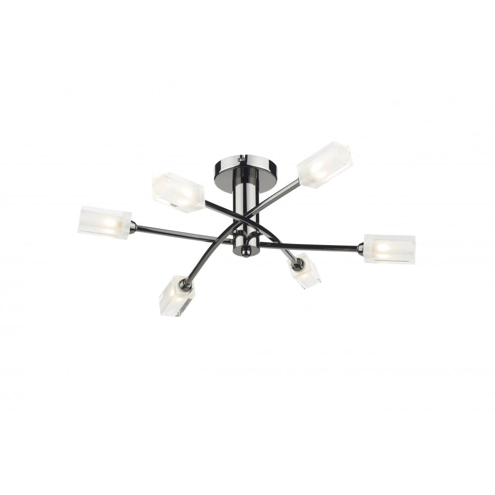 MOR6467 Morgan 6 Light Black Chrome Semi Flush Ceiling Light