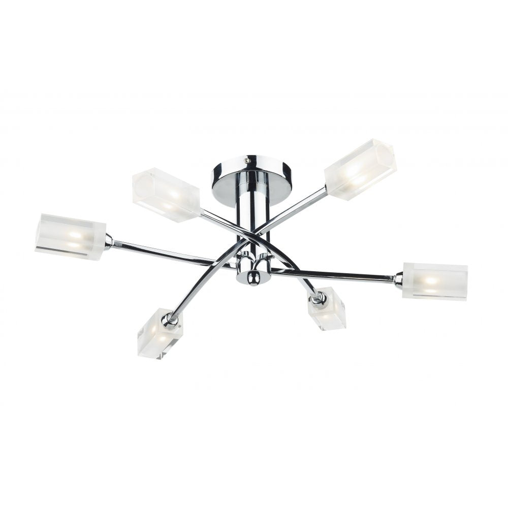 MOR6450 Morgan 6 Light Polished Chrome Semi Flush Ceiling Light