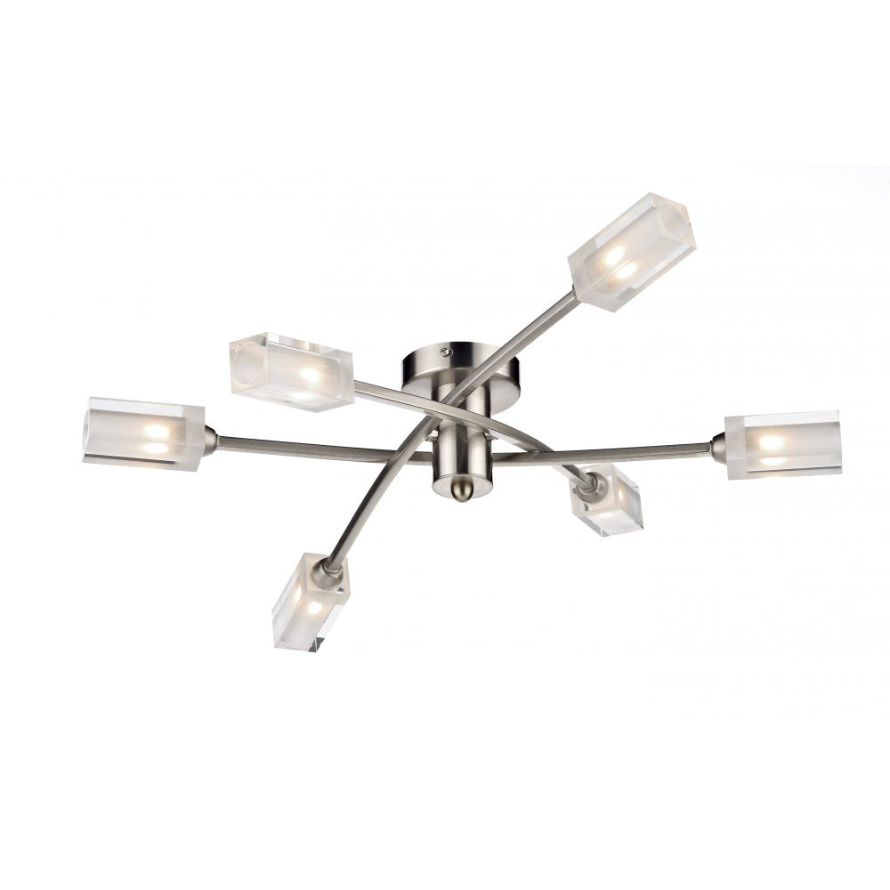 MOR6446 Morgan 6 Light Satin Chrome Semi Flush Light