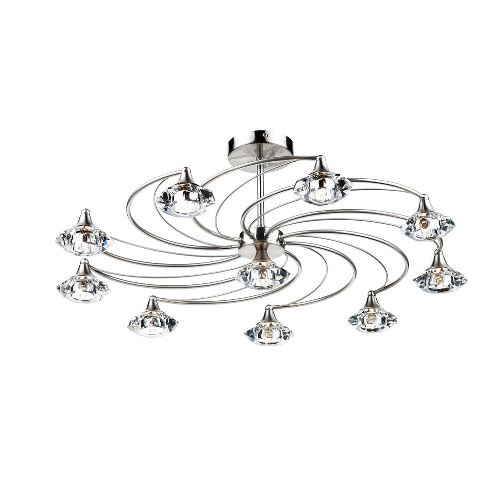 Luther 10 Light Satin Chrome Semi-Flush Ceiling Light - LUT2346