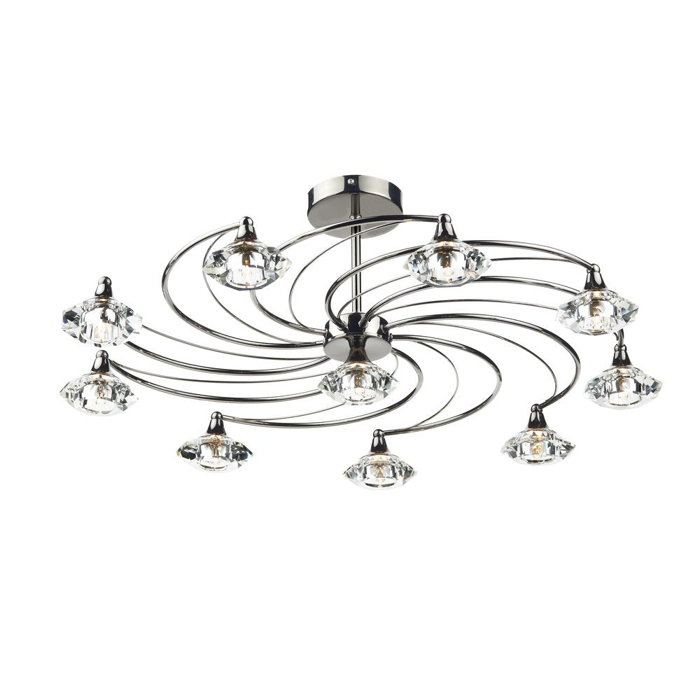 Luther 10 Light Black Chrome Semi-Flush Ceiling Light - LUT2367