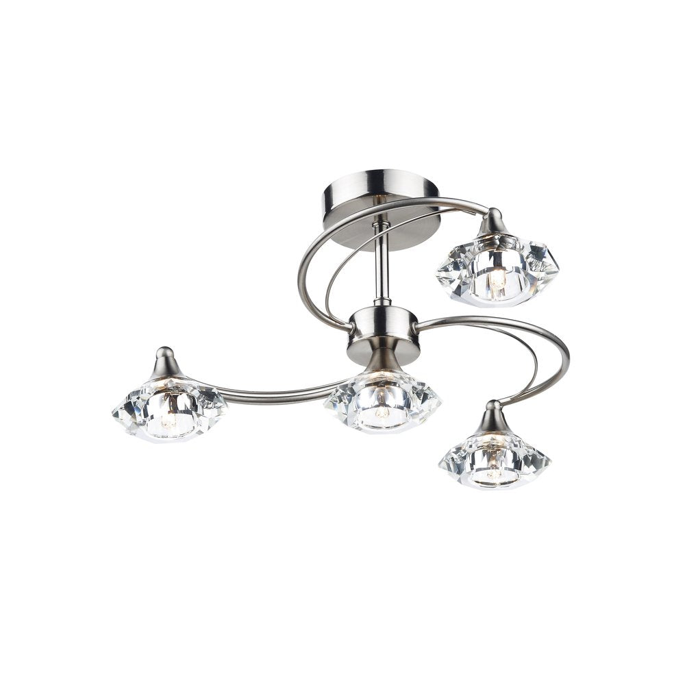 Luther 4 Light Satin Chrome Semi Flush Ceiling Light - LUT0446