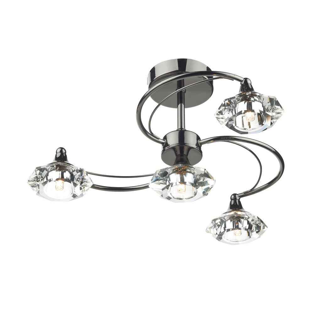 Luther 4 Light Black Chrome Semi Flush Ceiling Light - LUT0467