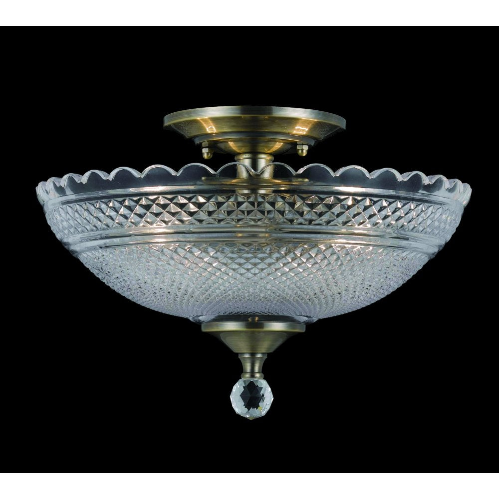 SC911241/B Two Lt Glass Semi Flush Crytal Ceiling Light