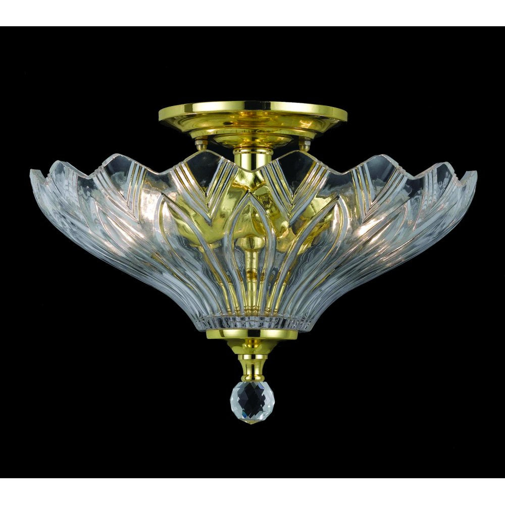 SC911241/C Two Lt Glass Semi Flush Crytal Ceiling Light