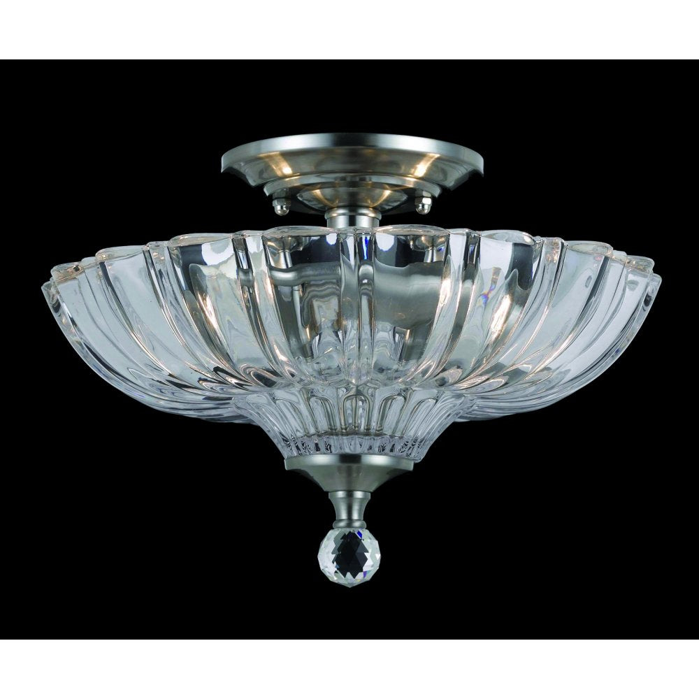 SC911241/D Two Lt Glass Semi Flush Crystal Ceiling Light