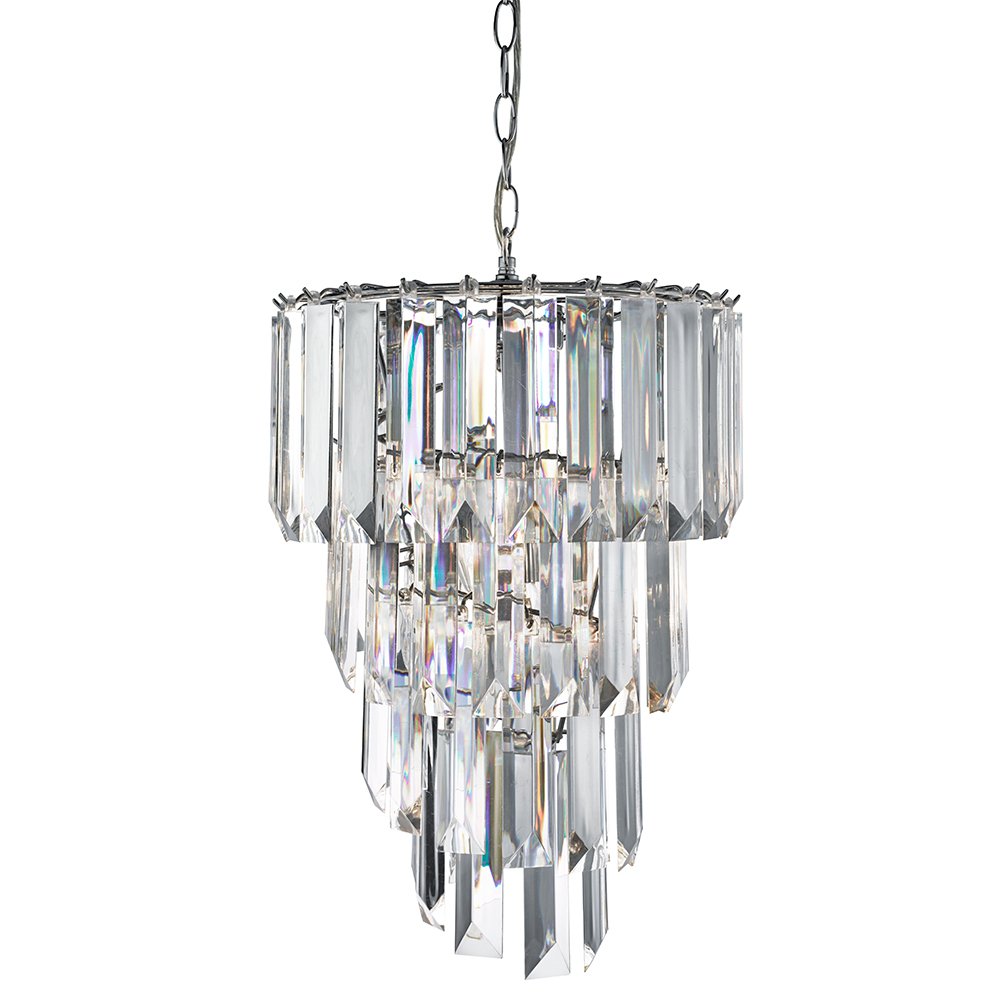 Sigma 3 Light Chandelier with Large Acrylic Droplets - 7993-3CC