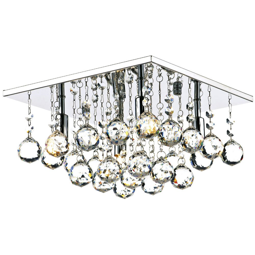 ABA5250 Abacus 4 Light Chrome And Crystal Flush Lamp