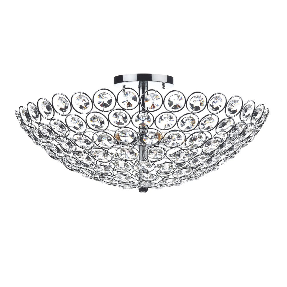 GEN5150 Geneva Chrome & Crystal 5 Light Flush Ceiling Light