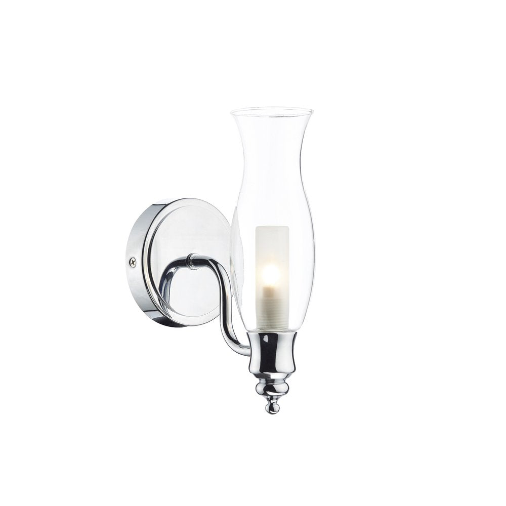 VES0750 Vestry 1 Light Bathroom Wall Light in Polished Chrome and Glass