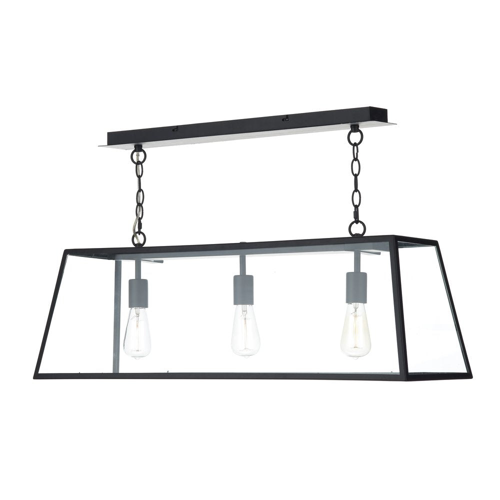 ACA0322 Academy Contemporary 3 Light Black Ceiling Pendant with Clear Glass