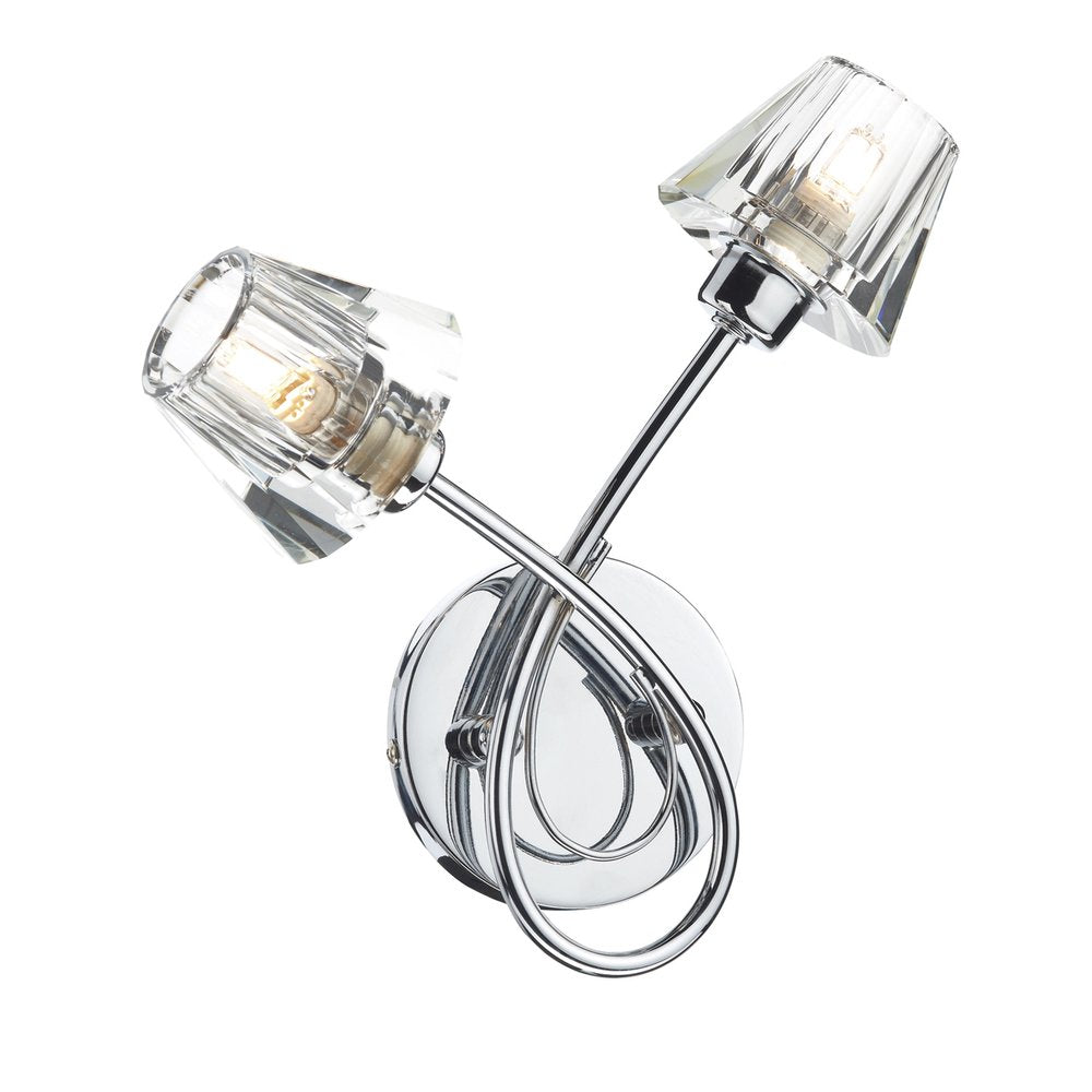 AVA0950 Avalon Modern 2 Light Wall Light in Polished Chrome & Crystal