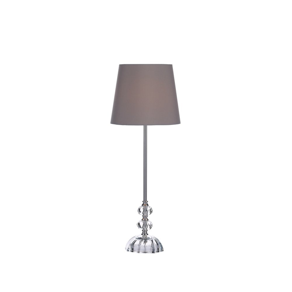 DEA4208/X Deacon Modern Chrome & Crystal Table Lamp with Grey Shade
