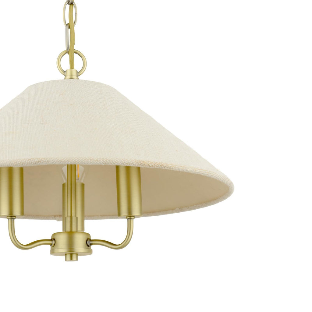 Laura Ashley Harland 3 Light Pendant Matt Antique Brass With Shade LA3756724-Q