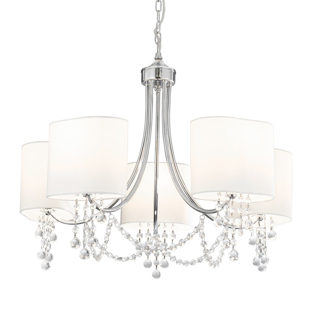 1055-5CC Nina 5 Light Chrome and Glass Pendant With Shades