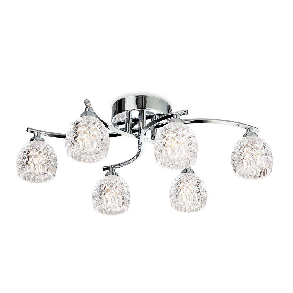 8615CH Maple 6 Light Decorative Polished Chrome Flush Ceiling Light