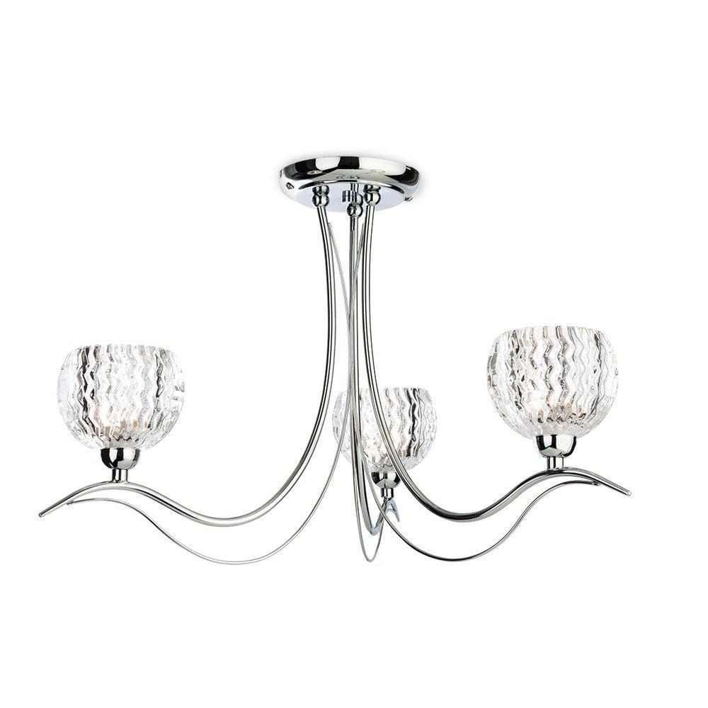 8619CH Blanche 3 Light Decorative Semi Flush Ceiling Light in Polished Chrome Finish