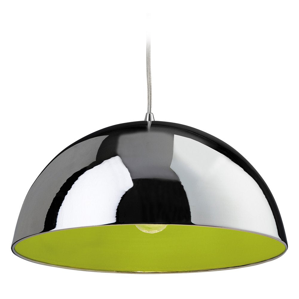 Bistro 1 Light Modern Ceiling Pendant Light in Chrome and Green 8622CHGN