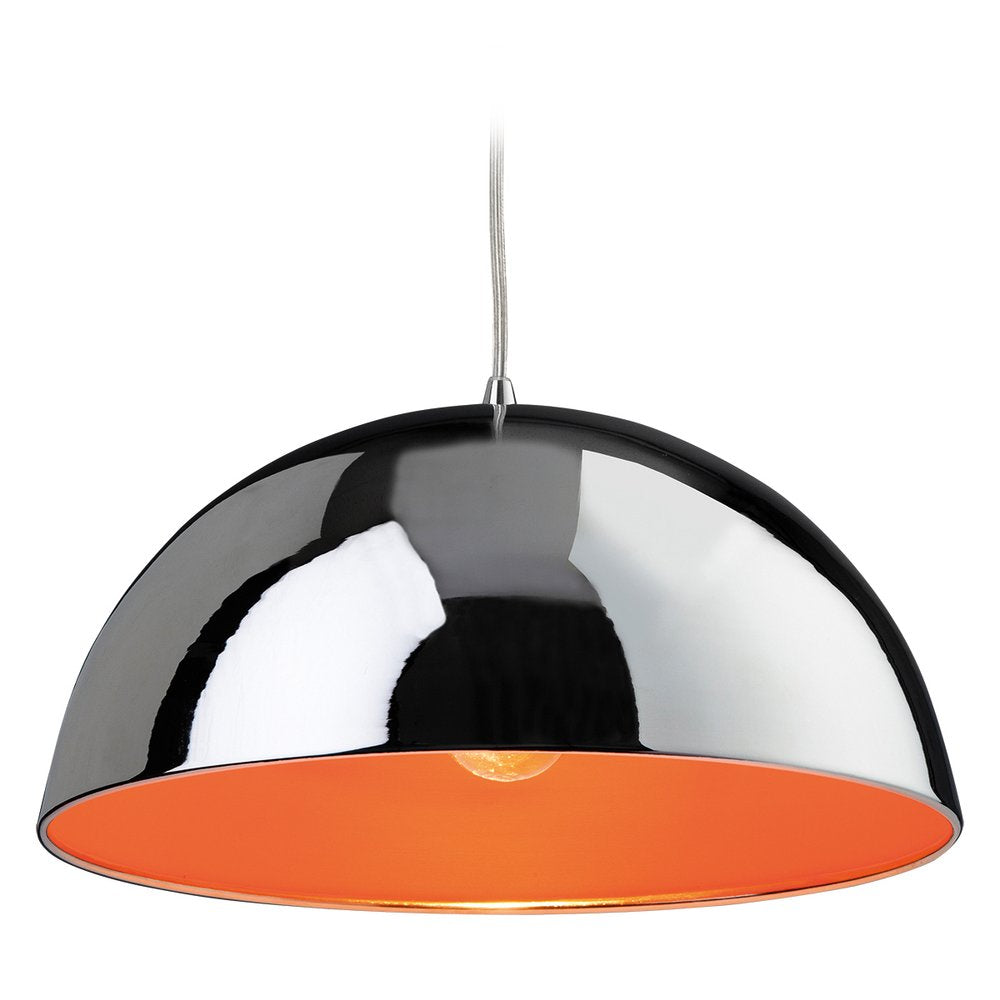 Bistro 1 Light Modern Ceiling Pendant Light in Chrome and Orange 8622CHOR