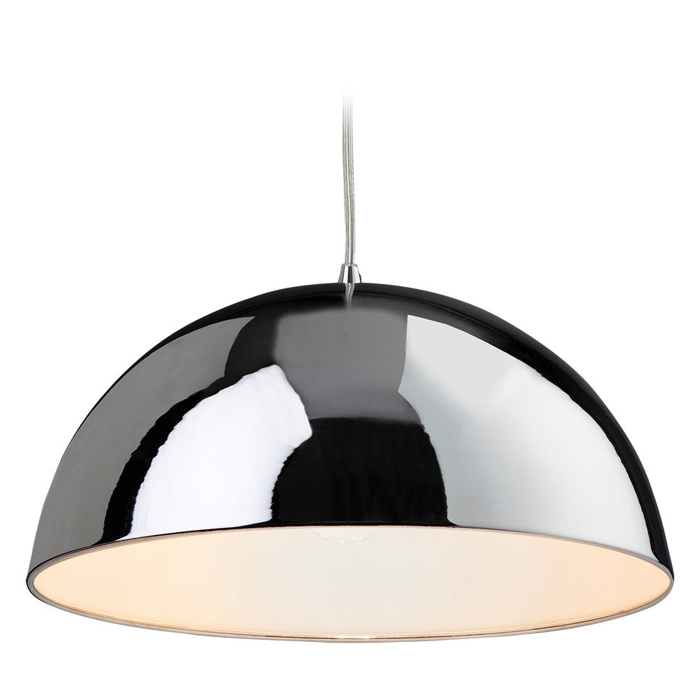 Bistro 1 Light Modern Ceiling Pendant Light in Chrome and White 8622CHWH