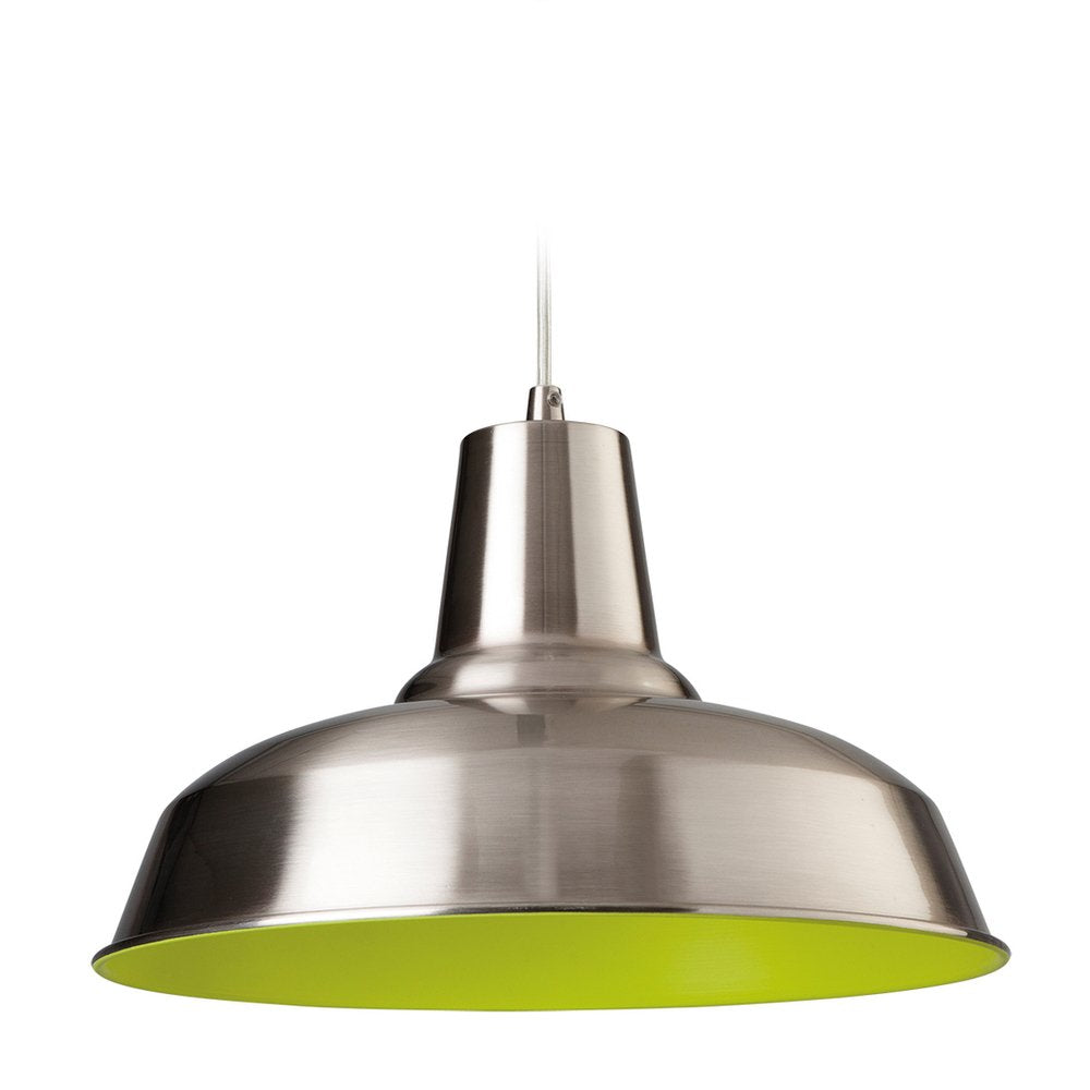 Smart Modern Modern Brushed Steel and Green Finish Ceiling Pendant