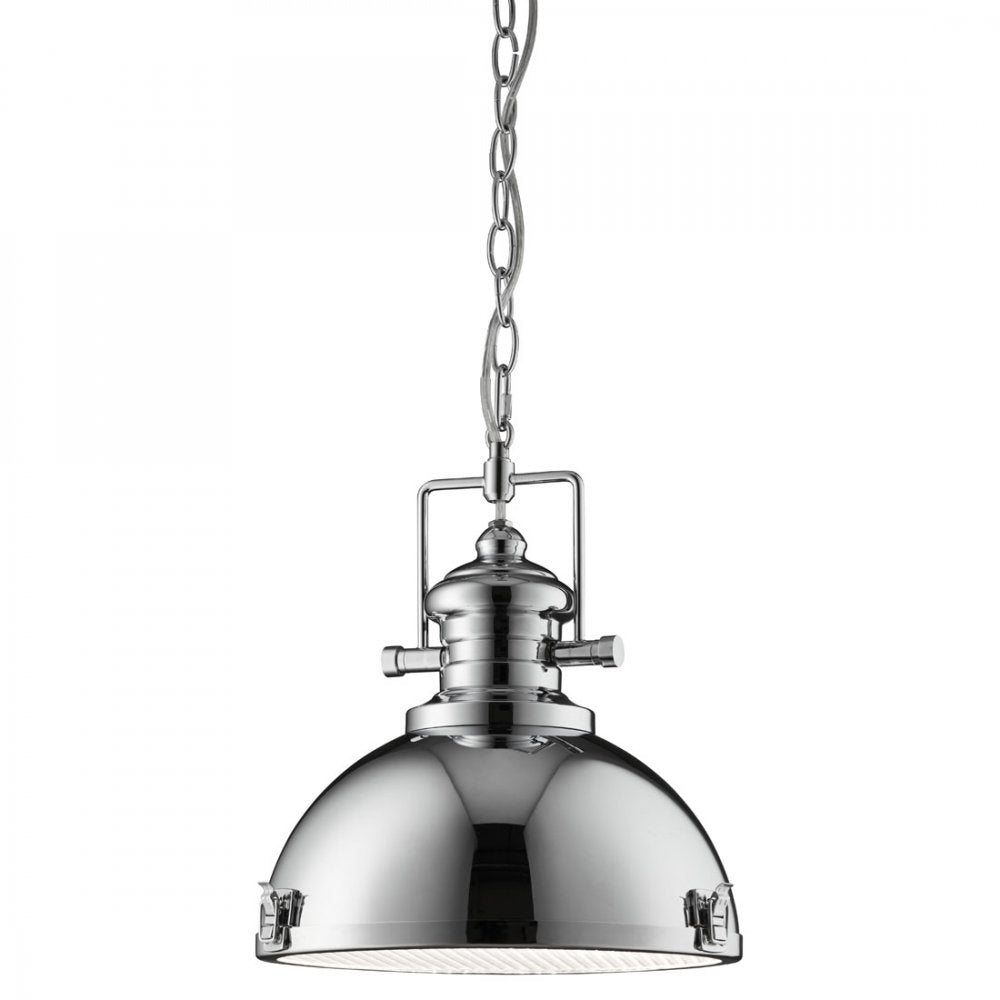 Industrial Vintage Ceiling Pendant Light In Polished Chrome Finish 2297CC
