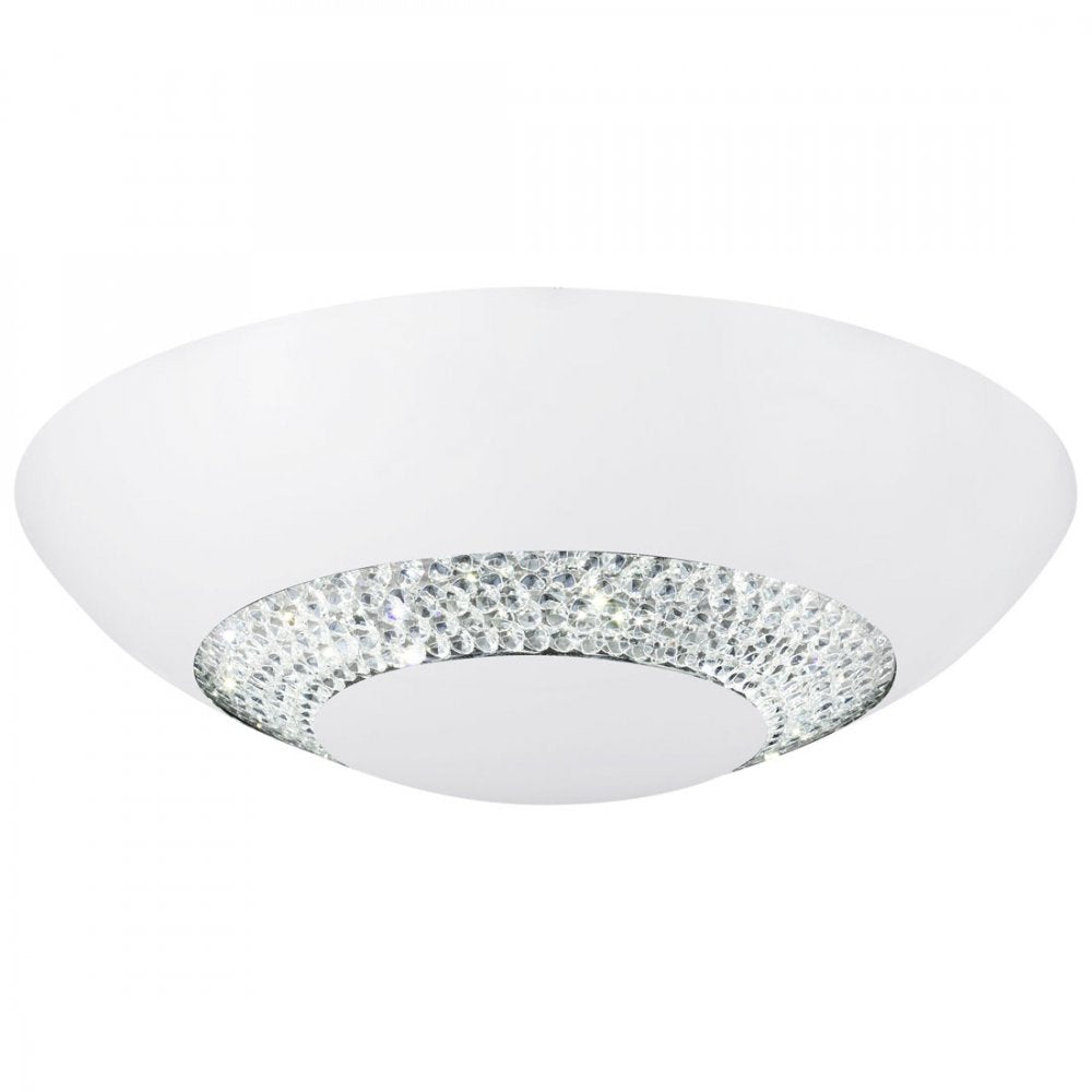 Halo Matt White and Crystal LED Flush Ceiling Light 4548-36WH
