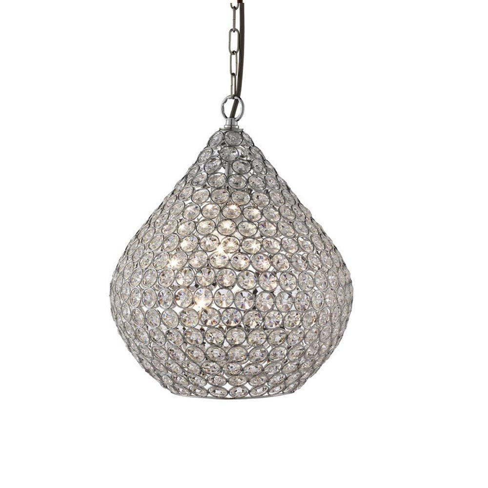 Crystal Tear Drop Pendant Light in Chrome - 9161-1CC